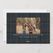 Then and now photos navy plaid Merry Christmas Feestdagenkaart (Achterkant)