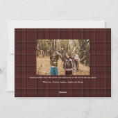 Then and now three photo maroon Merry Christmas Feestdagenkaart (Achterkant)