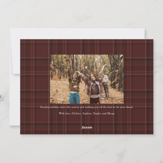 Then and now three photo maroon Merry Christmas Feestdagenkaart (Achterkant)