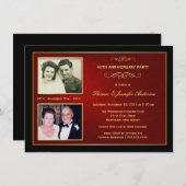 Then & Now Jubileum met 2 foto's - 40ste Kaart (Voorkant / Achterkant)