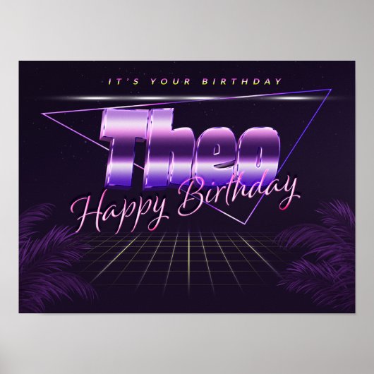 Theo Name Vorname retro Poster Geburtstag (Voorkant)