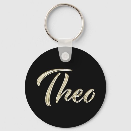 Theo Name whitegold Button Schlüsselanhänger Sleutelhanger (Voorkant)