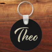 Theo Name whitegold Button Schlüsselanhänger Sleutelhanger (Voorkant)