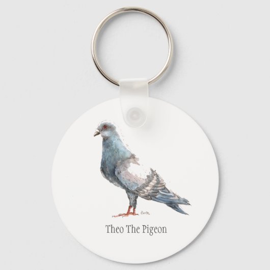 "Theo the Pigeon"-vogeltoetsenbord Sleutelhanger (Voorkant)