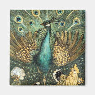 Theo Van Hoytema  Peacock Open Wings Peafow Magneet