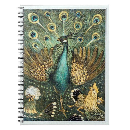 Theo Van Hoytema  Peacock Open Wings Peafow Notitieboek (Voorkant)