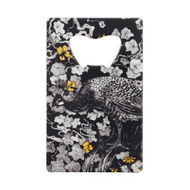 Theo Van Hoytema Retro Peacock Clip Art Black en Creditkaart Flessenopener