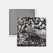 Theo Van Hoytema Retro Peacock Clip Art Black en Magneet (Voorkant / Achterkant)