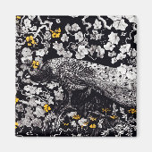 Theo Van Hoytema Retro Peacock Clip Art Black en Magneet (Voorkant)