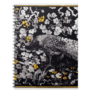 Theo Van Hoytema Retro Peacock Clip Art Black en Notitieboek