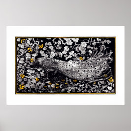 Theo Van Hoytema Retro Peacock Clip Art Black en Poster