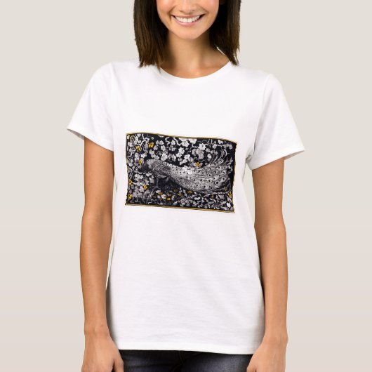 Theo Van Hoytema Retro Peacock Clip Art Black en T-shirt (Voorkant)
