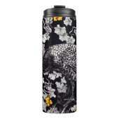 Theo Van Hoytema Retro Peacock Clip Art Black en Thermosbeker (Voorkant)