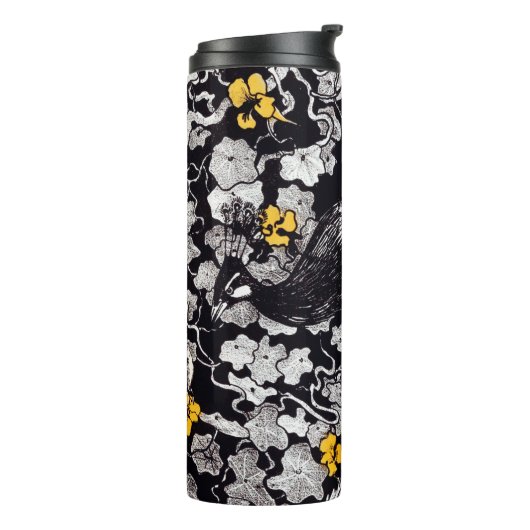 Theo Van Hoytema Retro Peacock Clip Art Black en Thermosbeker (Gedraaid links)