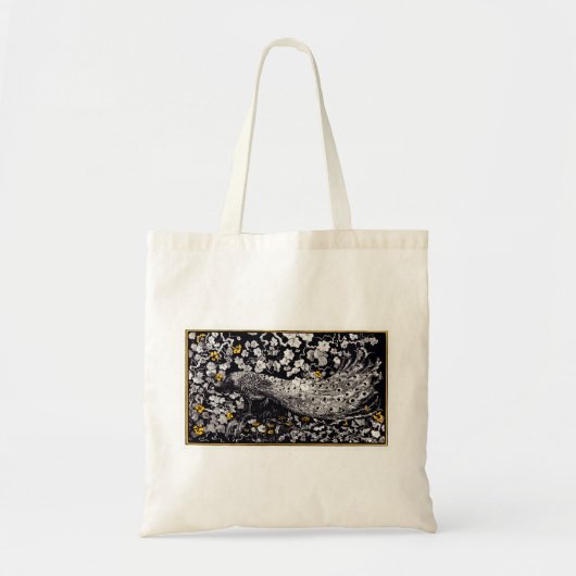 Theo Van Hoytema Retro Peacock Clip Art Black en Tote Bag (Voorkant)