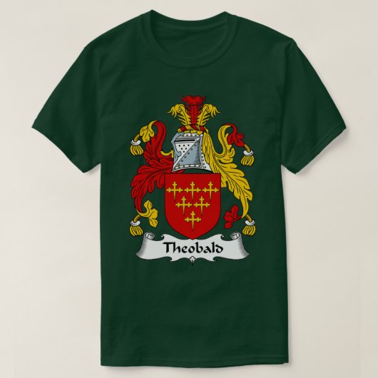 Theobald Coat of Arms Family Crest T-shirt (Design voorkant)