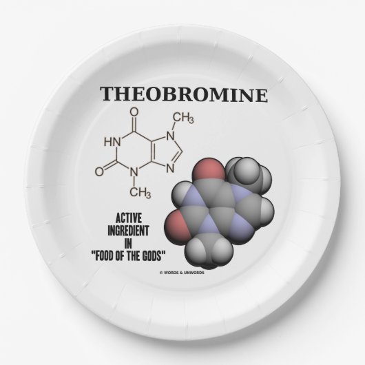 Theobromine Chocolade Molecule Actieve Ingrediënt Papieren Bordje (Voorkant)