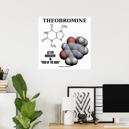 Theobromine Chocolade Molecule Actieve Ingrediënt Poster (Thuiskantoor)