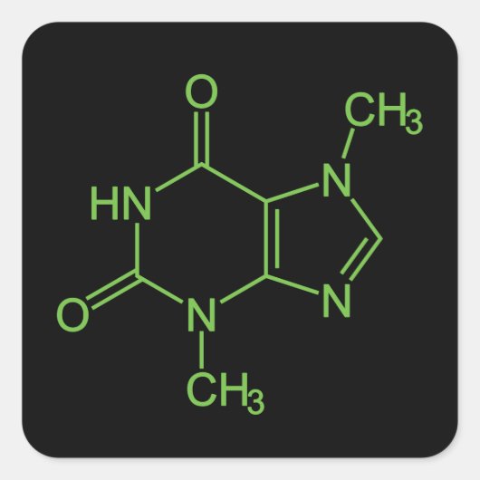 Theobromine Chocolademolecuul Chemisch Diagram Vierkante Sticker (Voorkant)
