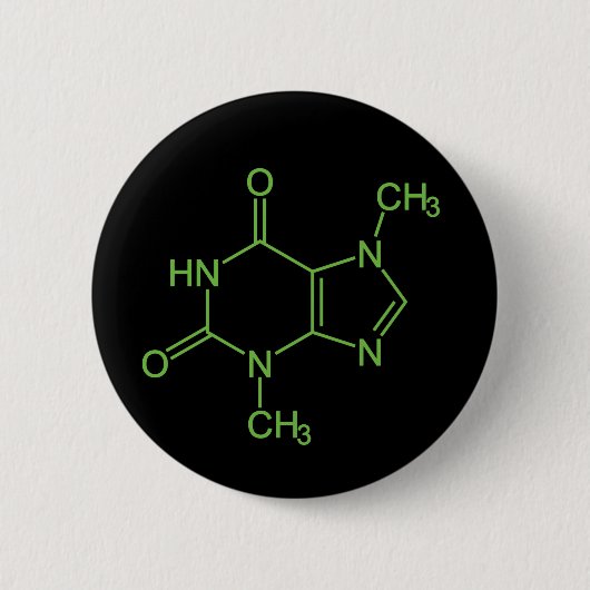 Theobromine Chocolate Molecule Chemische Schema Ronde Button 5,7 Cm (Voorkant)