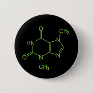 Theobromine Chocolate Molecule Chemische Schema Ronde Button 5,7 Cm