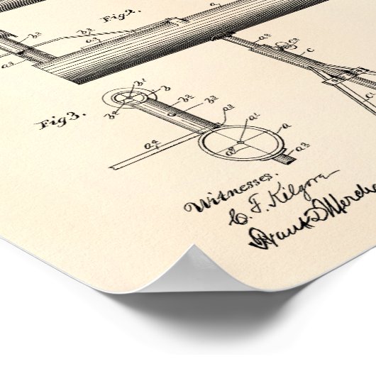 Theodolite 1895 Patent Art Old Peper Poster (Hoek)