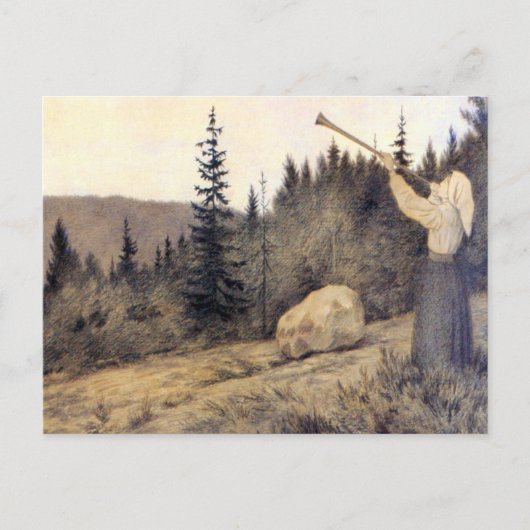 Theodor Kittelsen - Op onder Fjeldet-toner en Lur Briefkaart (Voorkant)