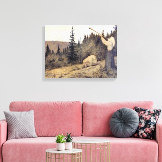 Theodor Kittelsen - Op onder Fjeldet-toner en Lur Canvas Afdruk (Insitu (Woonkamer))