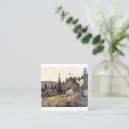 Theodor Kittelsen - Op onder Fjeldet-toner en Lur Vierkante Visitekaartje (Staand voorkant)