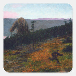 Theodor Kittelsen The Ash Lad en de Troll Vierkante Sticker