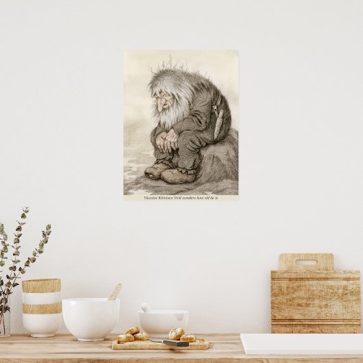 Theodor Kittelsen Troll vraagt zich af hoe oud CC0 Poster (Keuken)