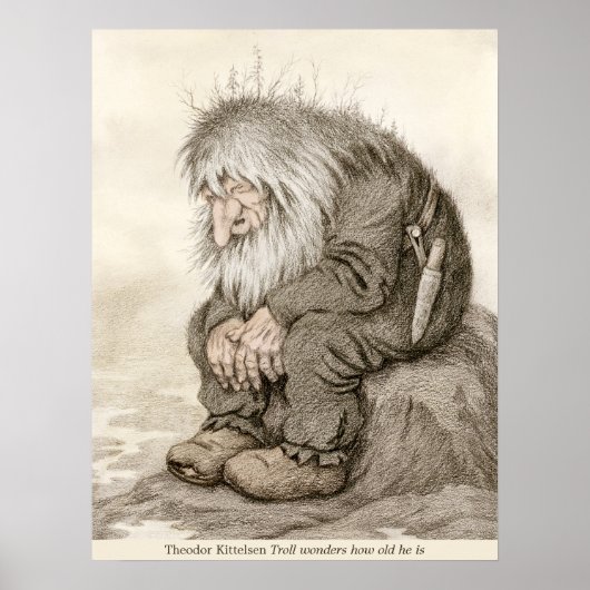 Theodor Kittelsen Troll vraagt zich af hoe oud CC0 Poster (Voorkant)