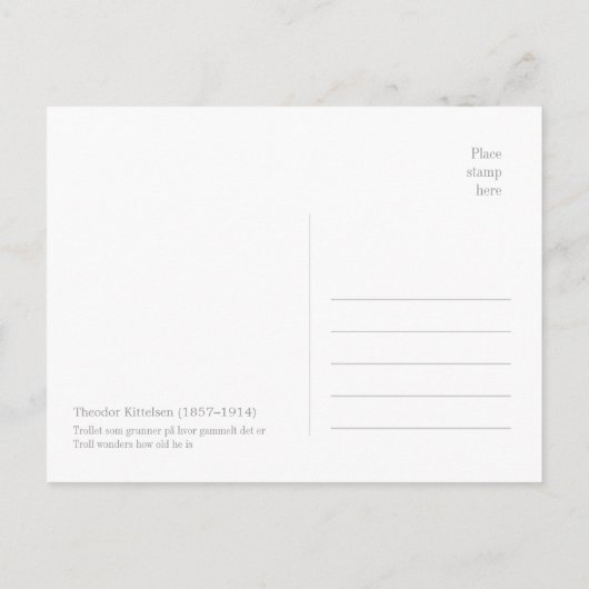 Theodor Kittelsen Troll vraagt zich af hoe oud CC1 Briefkaart (Achterkant)