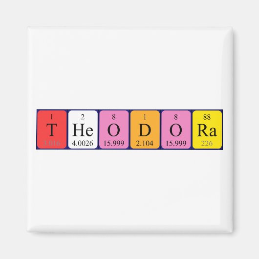 Theodora periodieke lijstnaam magnet (Voorkant)