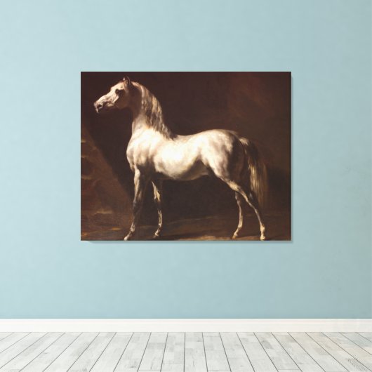 Theodore Gericault  grijze paarden Canvas Afdruk (Insitu (Houten vloer))