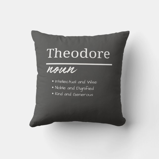 Theodore, jongen gepersonaliseerde naam definitie kussen (Achterkant)