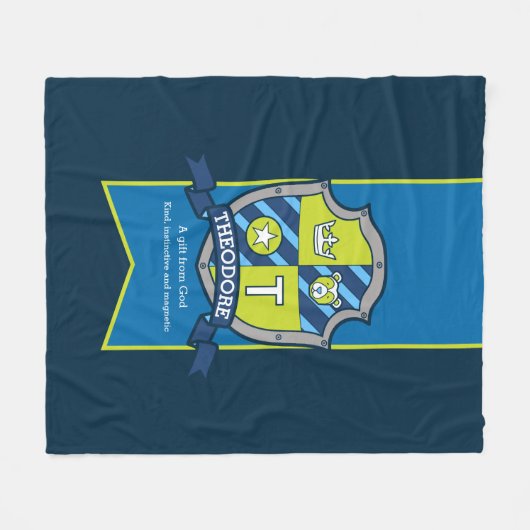 Theodore letter T, dat wil zeggen blauw groen beer Fleece Deken (Voorkant (Horizontaal))