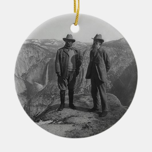 Theodore Roosevelt en John Muir over Glacier Point Keramisch Ornament (Voorkant)