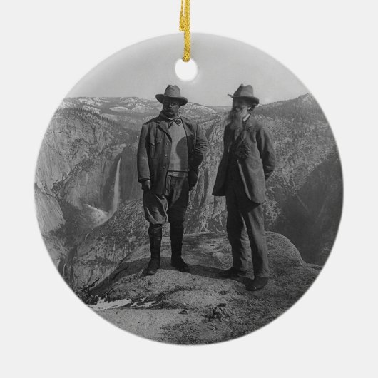 Theodore Roosevelt en John Muir over Glacier Point Keramisch Ornament (Achterkant)