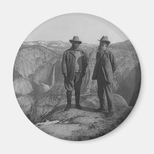Theodore Roosevelt en John Muir over Glacier Point Magneet (Voorkant)