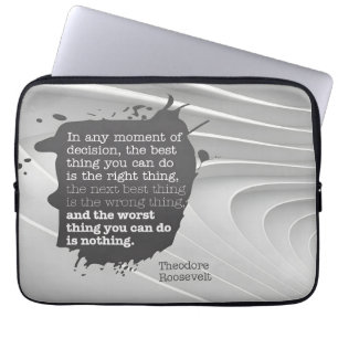 Theodore Roosevelt Inspirerend citaat "Besluit" Laptop Sleeve