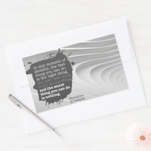 Theodore Roosevelt Inspirerend citaat "Besluit" Rechthoekige Sticker