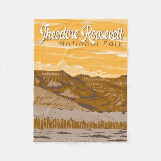 Theodore Roosevelt National Park Illustration Art Fleece Deken (Voorkant)