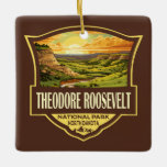 Theodore Roosevelt National Park Illustration Art Keramisch Ornament<br><div class="desc">Theodore Roosevelt vectorkunstwerk ontwerp. Het park is een Amerikaans nationaal park dat bestaat uit drie geografisch afgescheiden gebieden van badlands in het westerne noorden van Dakota.</div>