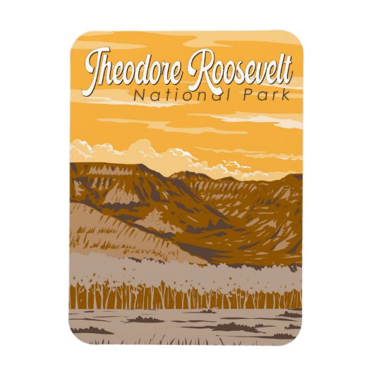 Theodore Roosevelt National Park Illustration Art Magneet (Verticaal)