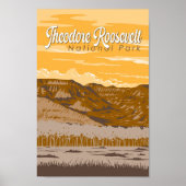 Theodore Roosevelt National Park Illustration Art Poster (Voorkant)