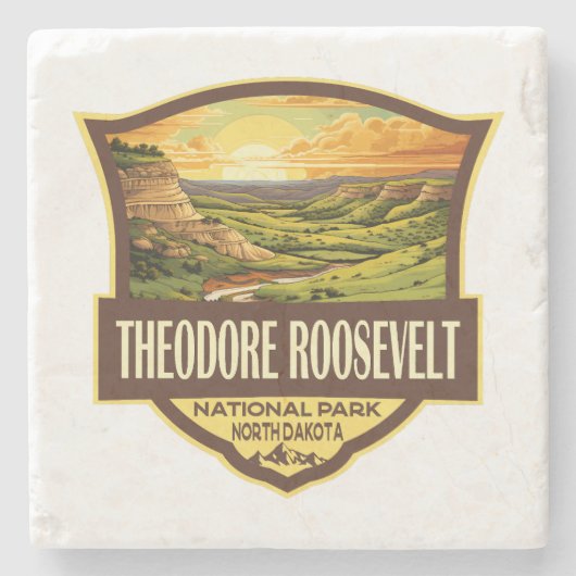 Theodore Roosevelt National Park Illustration Art Stenen Onderzetter (Voorkant)