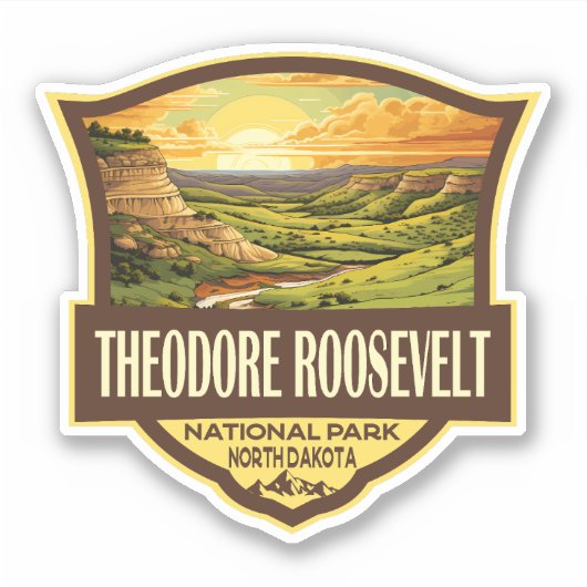 Theodore Roosevelt National Park Illustration Art Sticker (Voorkant)