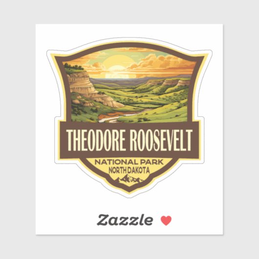 Theodore Roosevelt National Park Illustration Art Sticker (Vel)