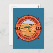 Theodore Roosevelt National Park Retro Compass Briefkaart (Voorkant / Achterkant)
